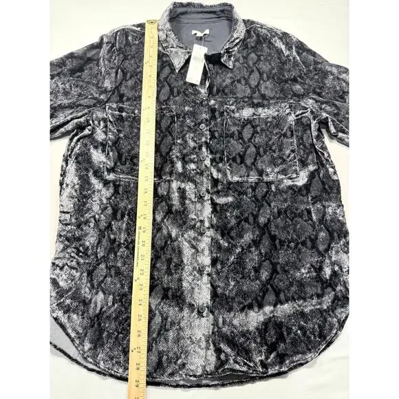 Pilcro Anthropologie Snakeskin Print Button Down Shirt NWT Sz L Oversized - Picture 6 of 7